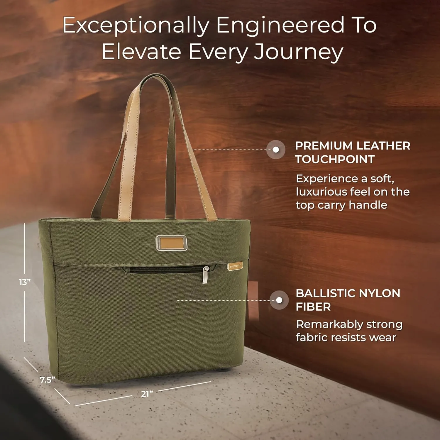 Briggs & Riley Traveler Tote Bag - Nylon Tote Bag for Weekend Travel & Work, Smooth Zipper Closure - Baseline Collection