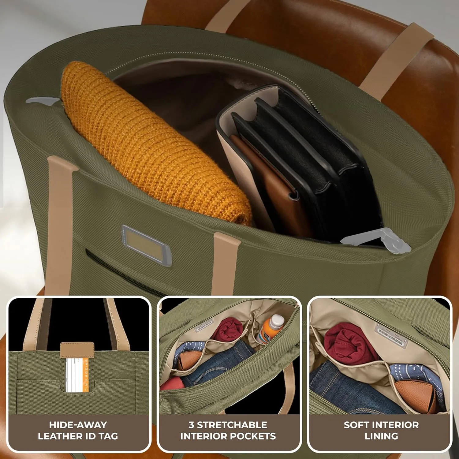 Briggs & Riley Traveler Tote Bag - Nylon Tote Bag for Weekend Travel & Work, Smooth Zipper Closure - Baseline Collection