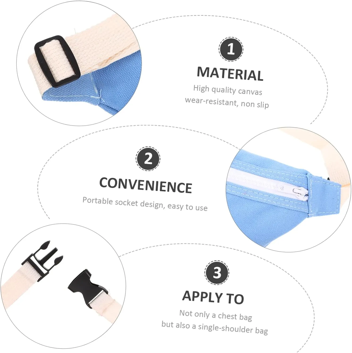 Canvas Waist Bag Portable Crossbody Chest Bag for Boys Stylish Coin Purse Durable Single Shoulder Design for Essentials