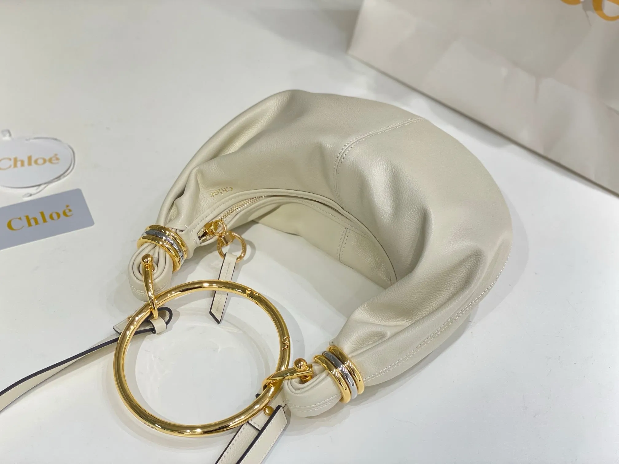 CLE018 Small Bracelet Hobo Bag in Grained Leather / 12.6x5.5x3.9inch / HIGHEST QUALITY VERSION