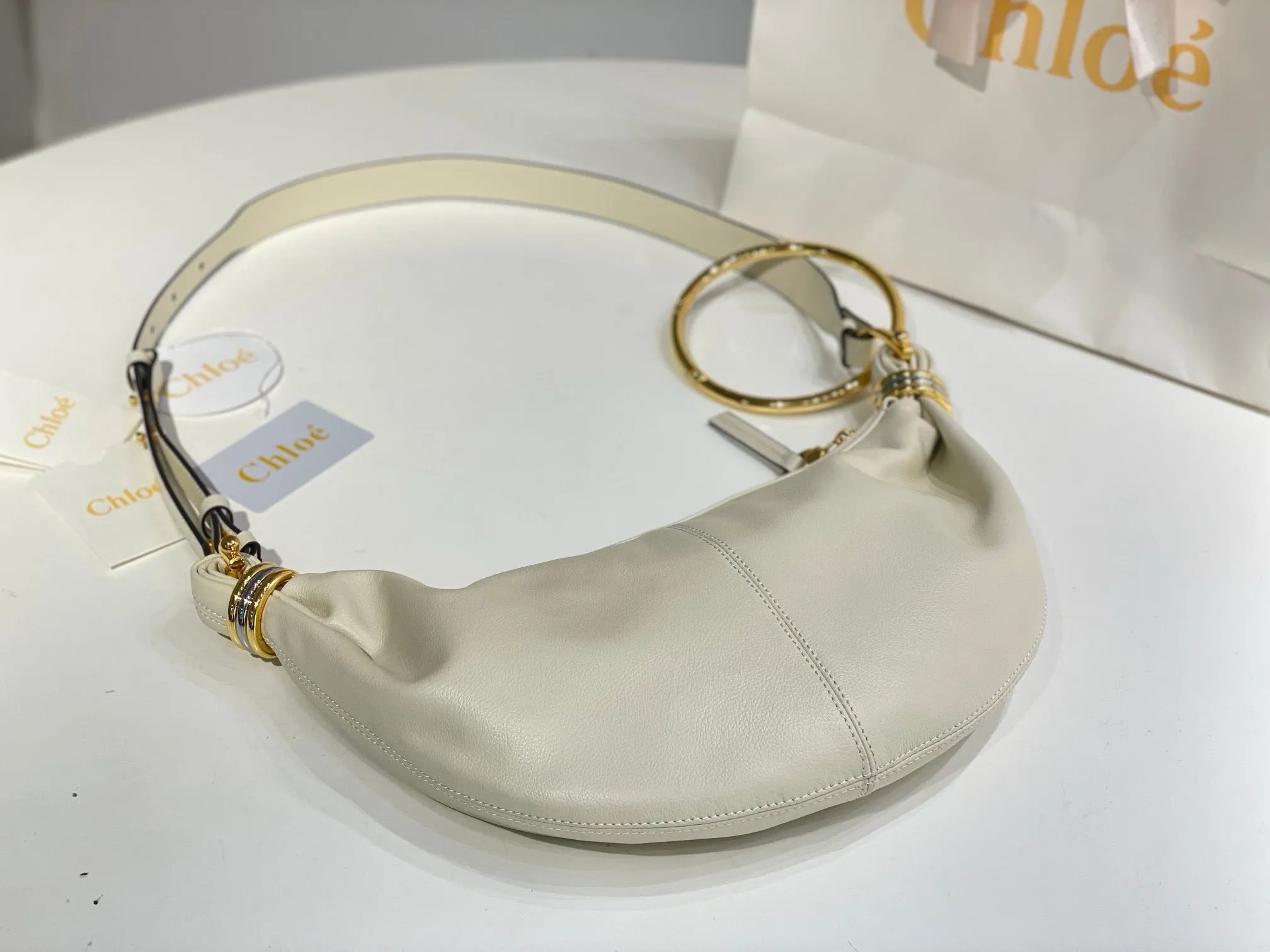 CLE018 Small Bracelet Hobo Bag in Grained Leather / 12.6x5.5x3.9inch / HIGHEST QUALITY VERSION