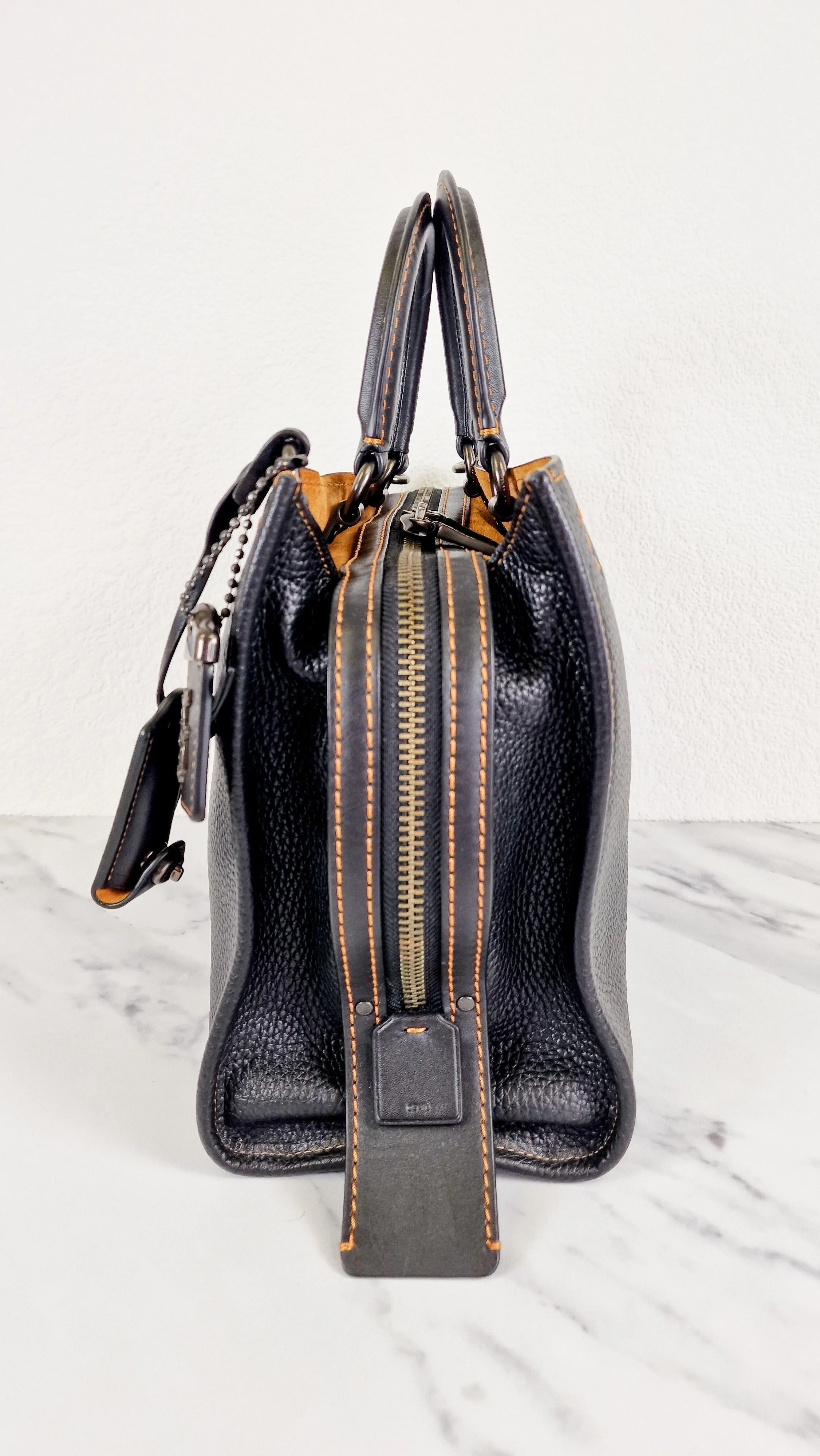 Coach 1941 Rogue 31 Bag in Black Pebble Leather with Honey Suede - Classic Handbag - Coach 38124