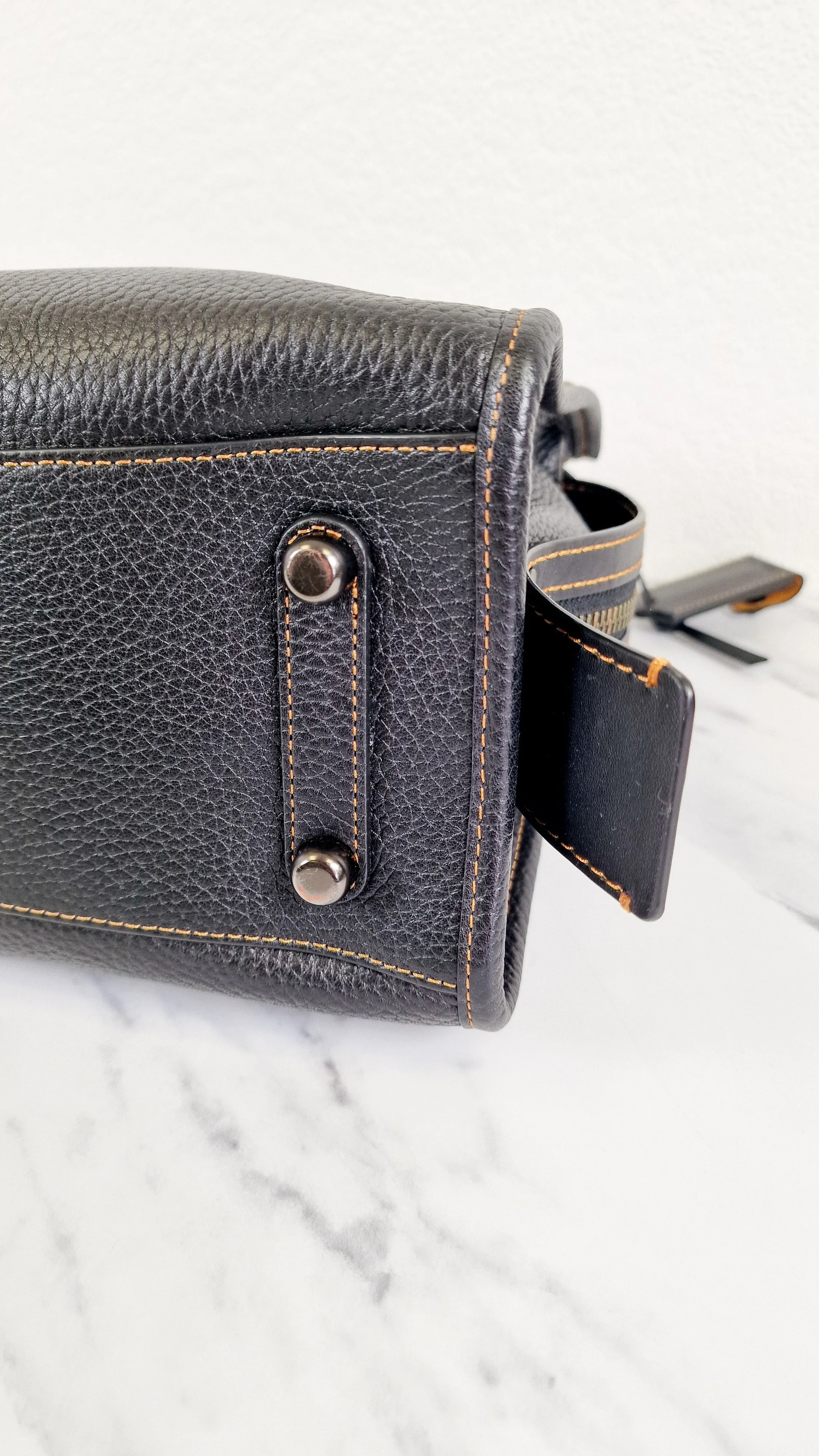 Coach 1941 Rogue 31 Bag in Black Pebble Leather with Honey Suede - Classic Handbag - Coach 38124