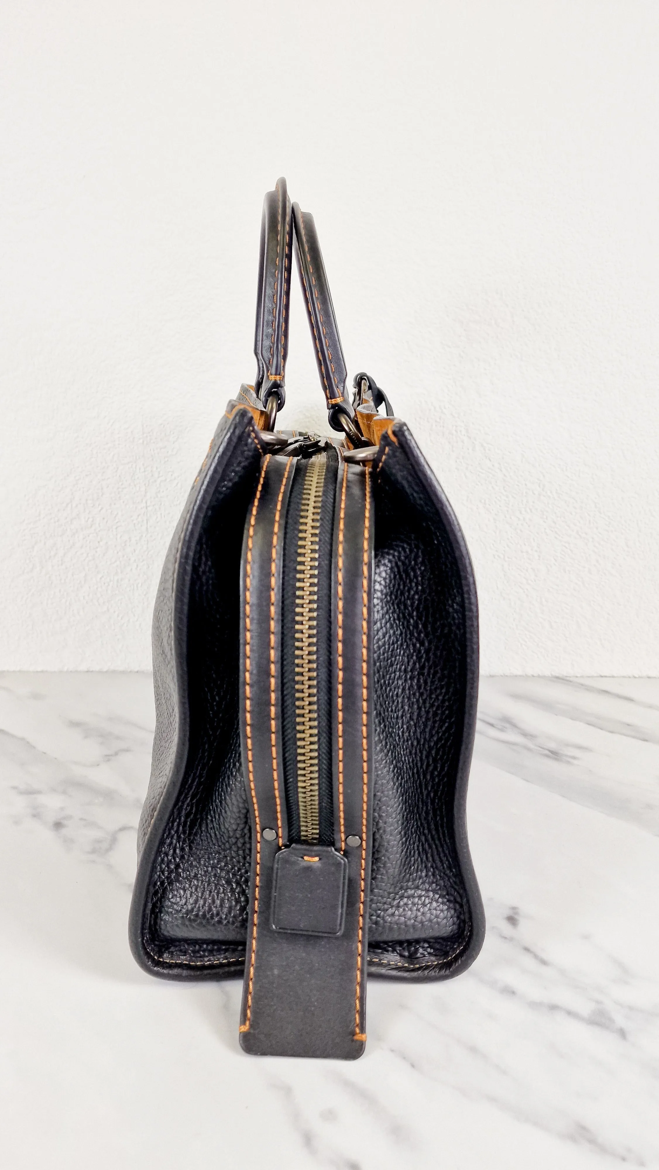 Coach 1941 Rogue 31 Bag in Black Pebble Leather with Honey Suede - Classic Handbag - Coach 38124