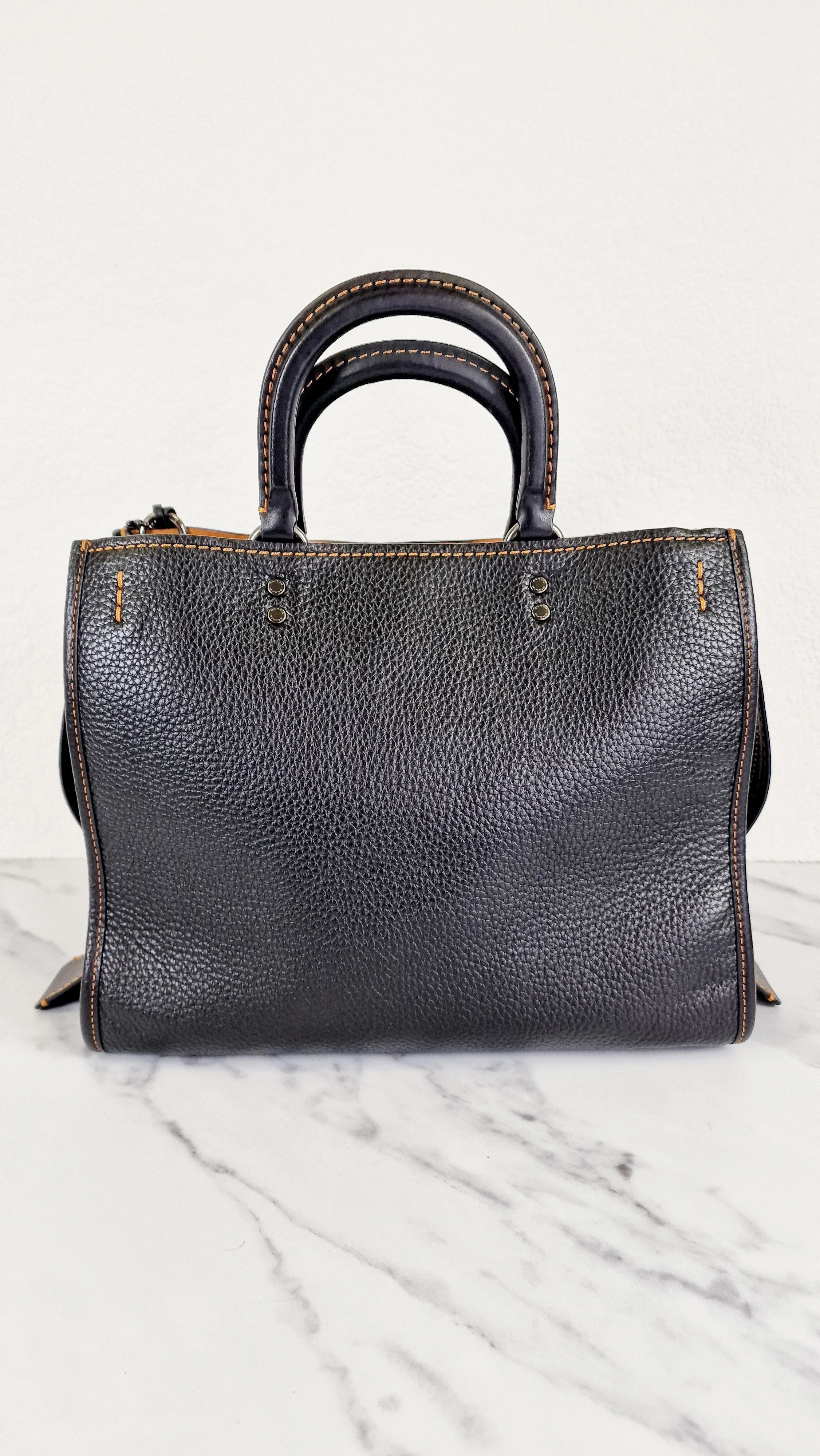 Coach 1941 Rogue 31 Bag in Black Pebble Leather with Honey Suede - Classic Handbag - Coach 38124