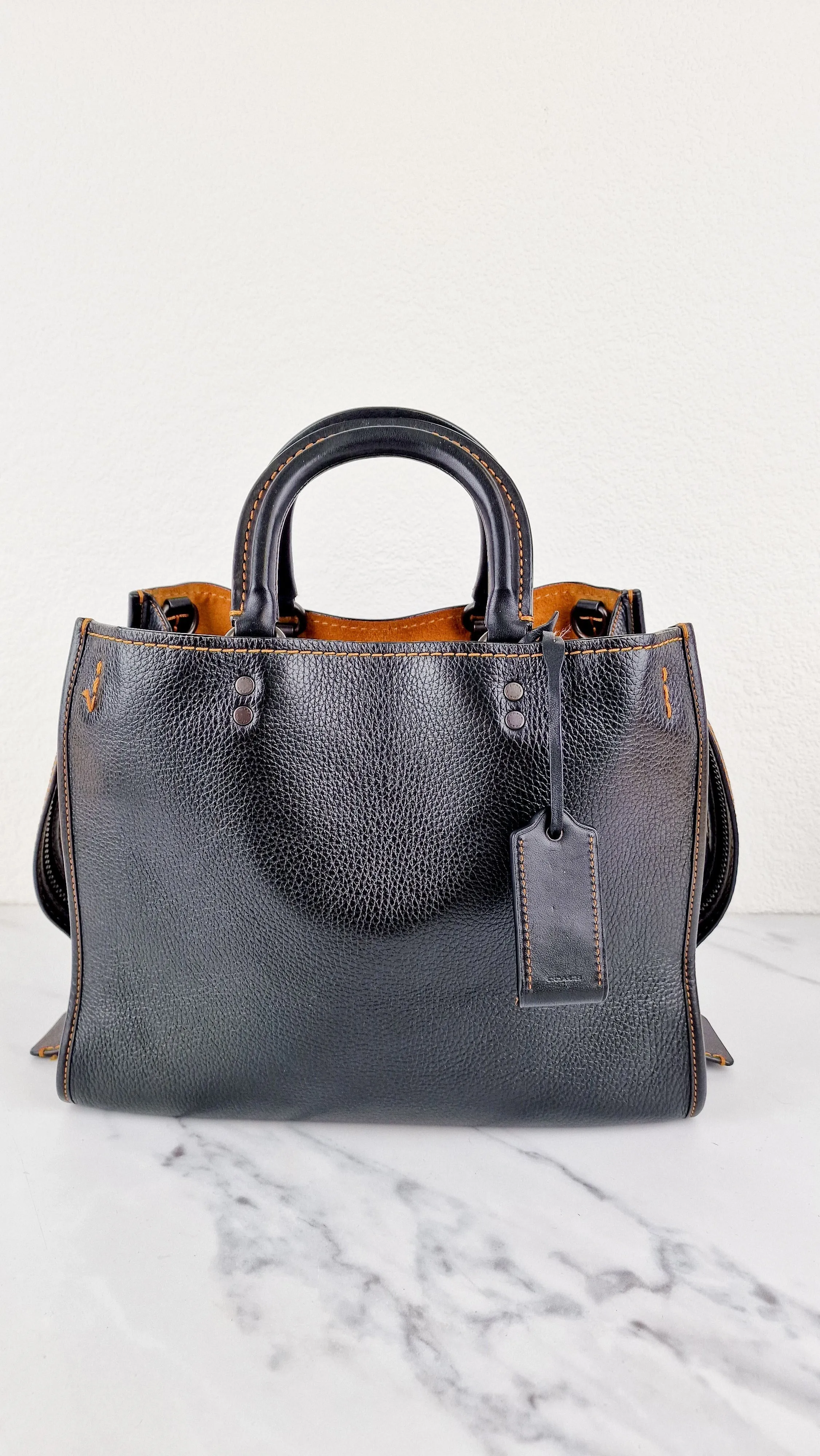 Coach 1941 Rogue 31 Bag in Black Pebble Leather with Honey Suede - Handbag - Coach 38124