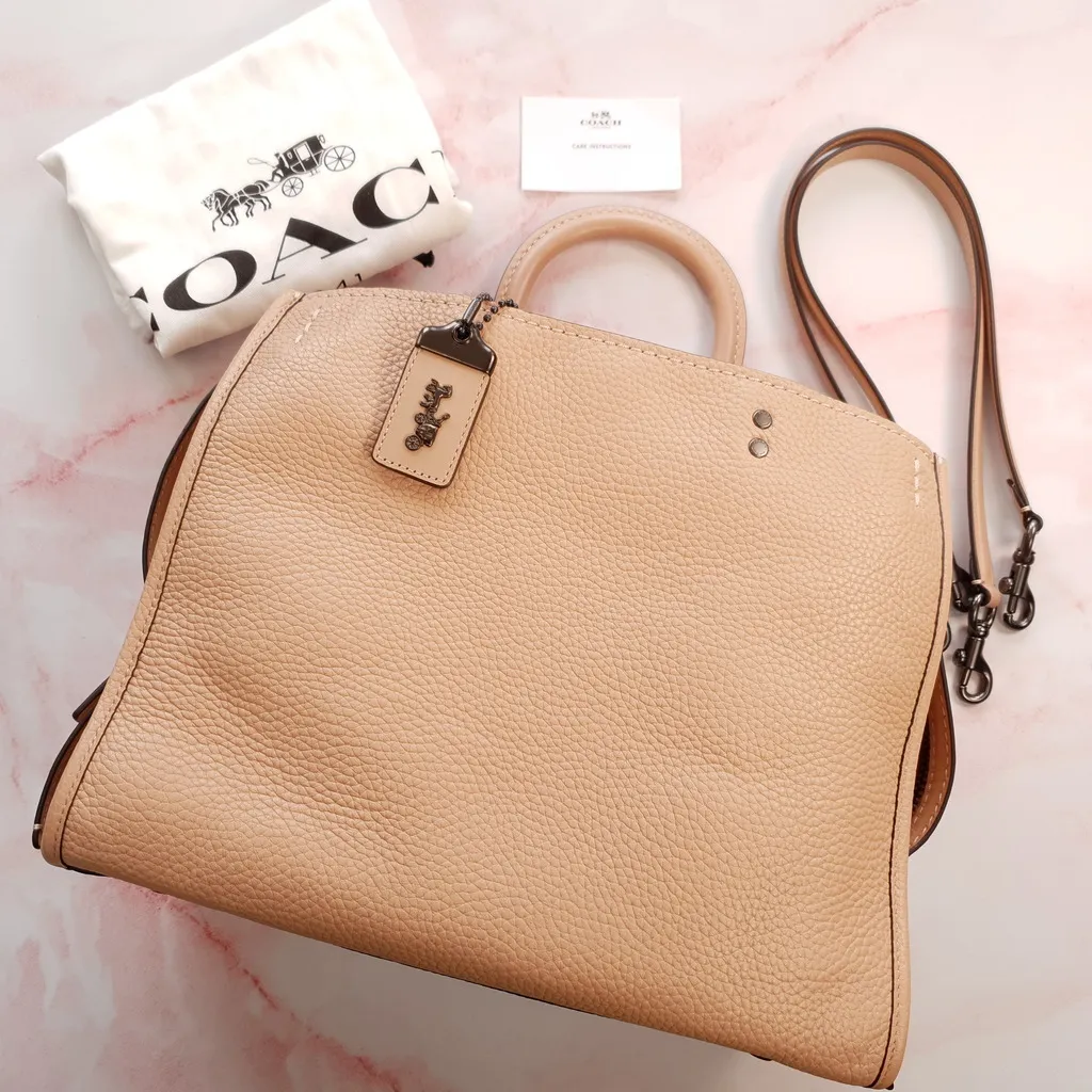 Coach 1941 Rogue 31 Handbag in Beechwood Nude Neutral Pebble and Burgundy