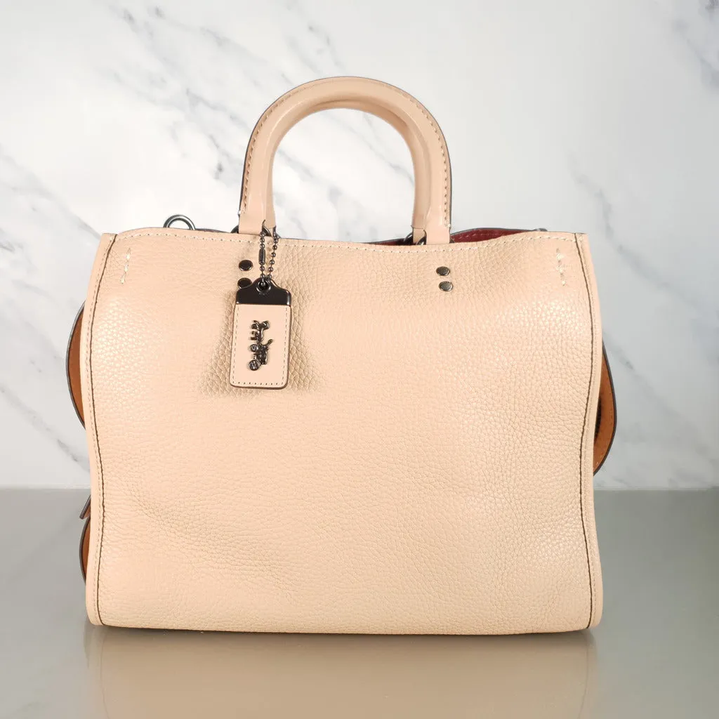 Coach 1941 Rogue 31 Handbag in Beechwood Nude Neutral Pebble and Burgundy