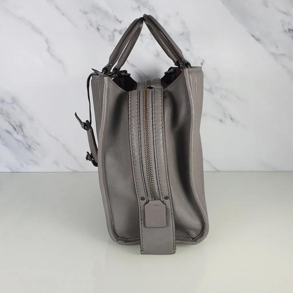 Coach 1941 Rogue 31 Heather Grey Nappa Leather With Quilting & Rivets Chevrons Satchel Bag