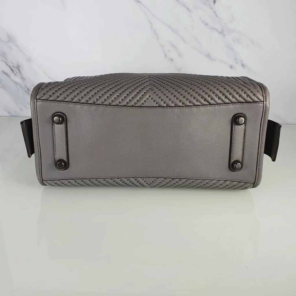 Coach 1941 Rogue 31 Heather Grey Nappa Leather With Quilting & Rivets Chevrons Satchel Bag