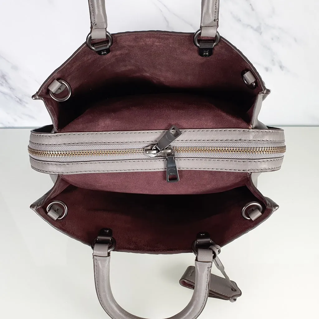 Coach 1941 Rogue 31 Heather Grey Nappa Leather With Quilting & Rivets Chevrons Satchel Bag