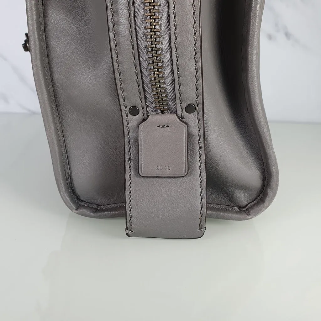 Coach 1941 Rogue 31 Heather Grey Nappa Leather With Quilting & Rivets Chevrons Satchel Bag