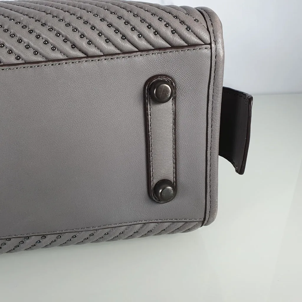 Coach 1941 Rogue 31 Heather Grey Nappa Leather With Quilting & Rivets Chevrons Satchel Bag