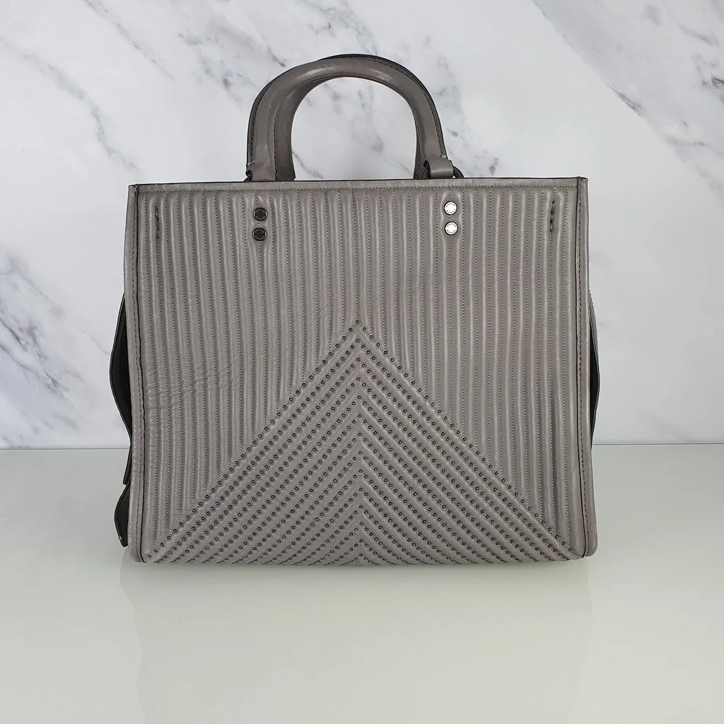Coach 1941 Rogue 31 Heather Grey Nappa Leather With Quilting & Rivets Chevrons Satchel Bag