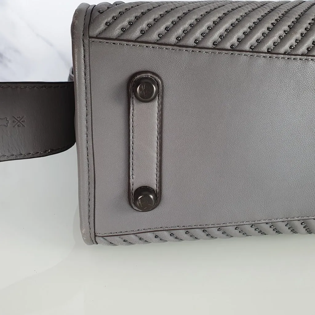 Coach 1941 Rogue 31 Heather Grey Nappa Leather With Quilting & Rivets Chevrons Satchel Bag
