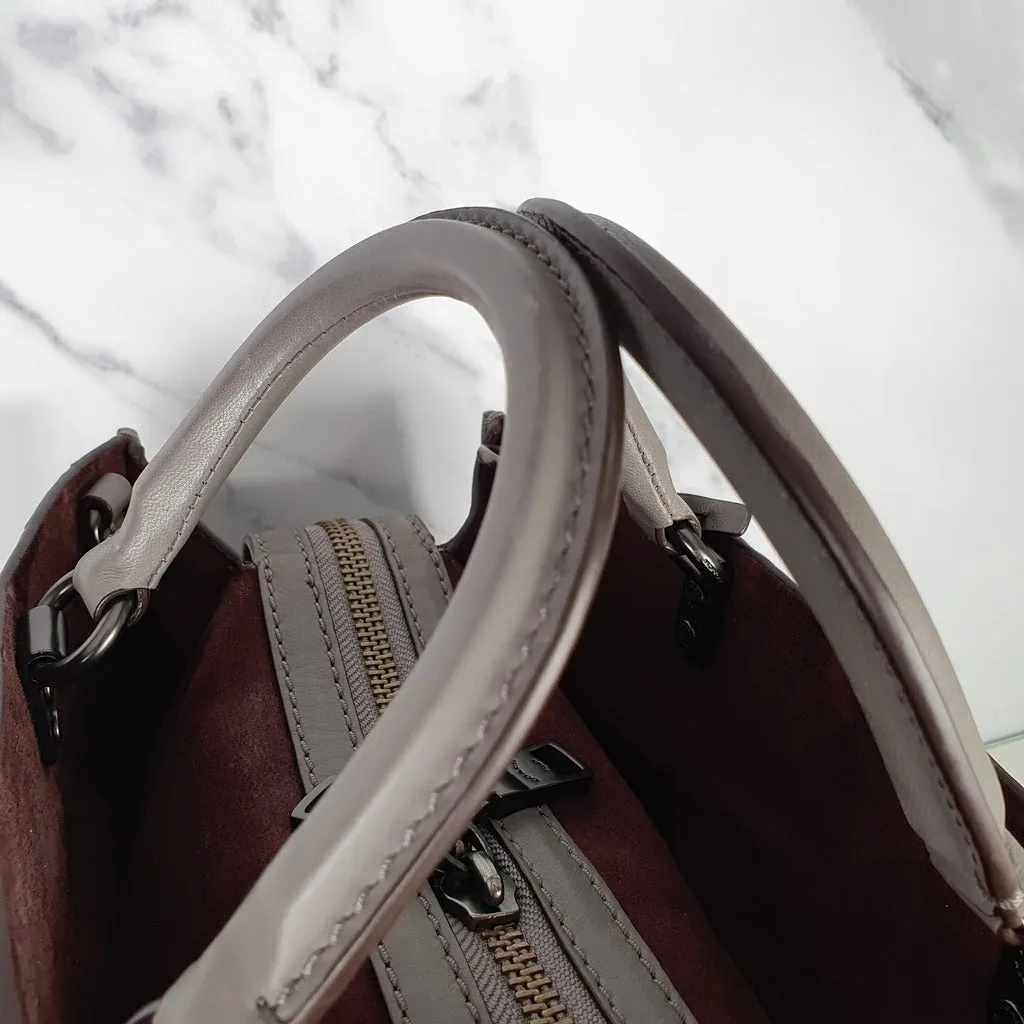 Coach 1941 Rogue 31 Heather Grey Nappa Leather With Quilting & Rivets Chevrons Satchel Bag
