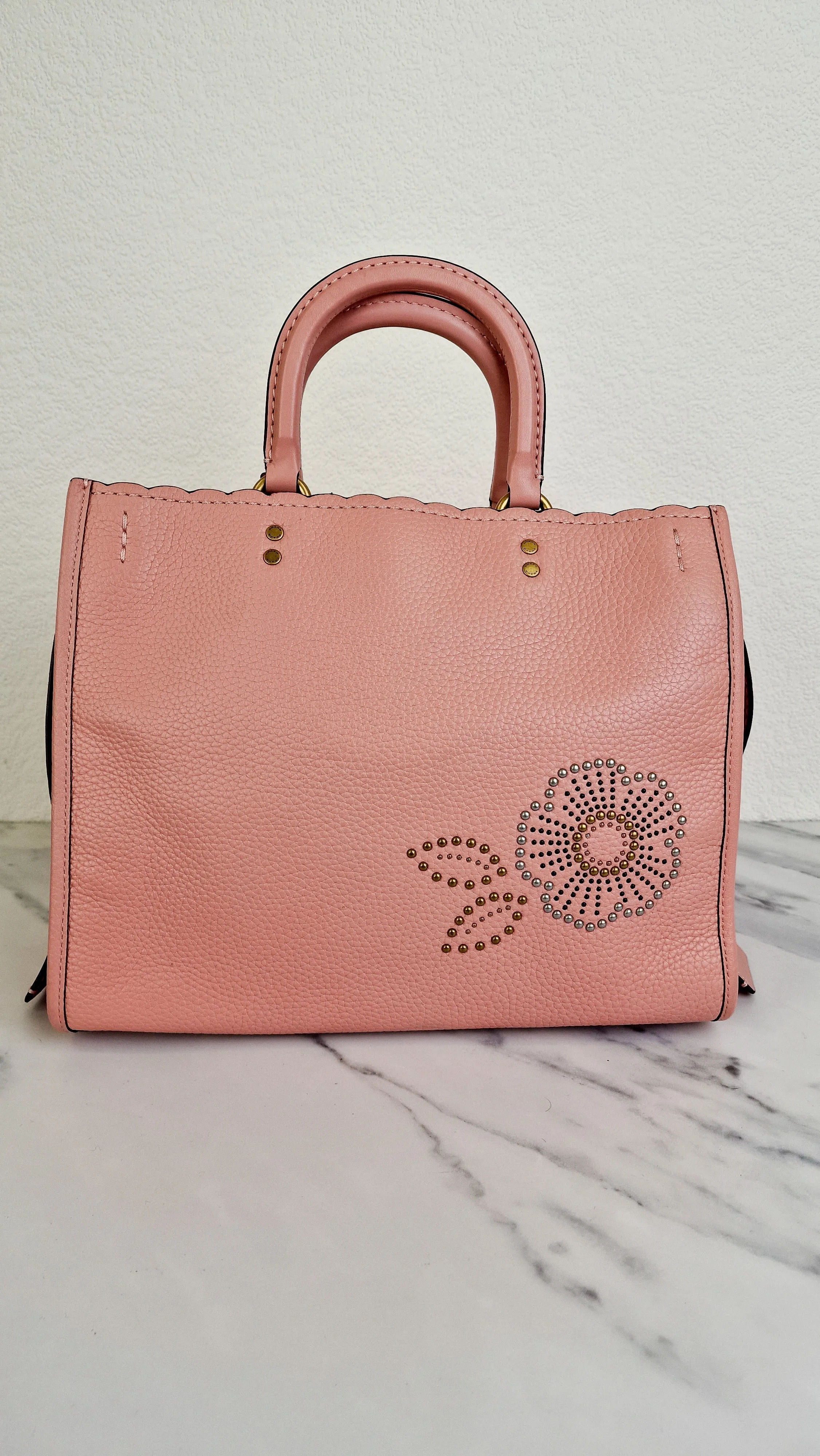 Coach 1941 Rogue 31 in Peony Pink With Snakeskin Tea Roses & Rivets - Handbag With Flowers - Coach 26890