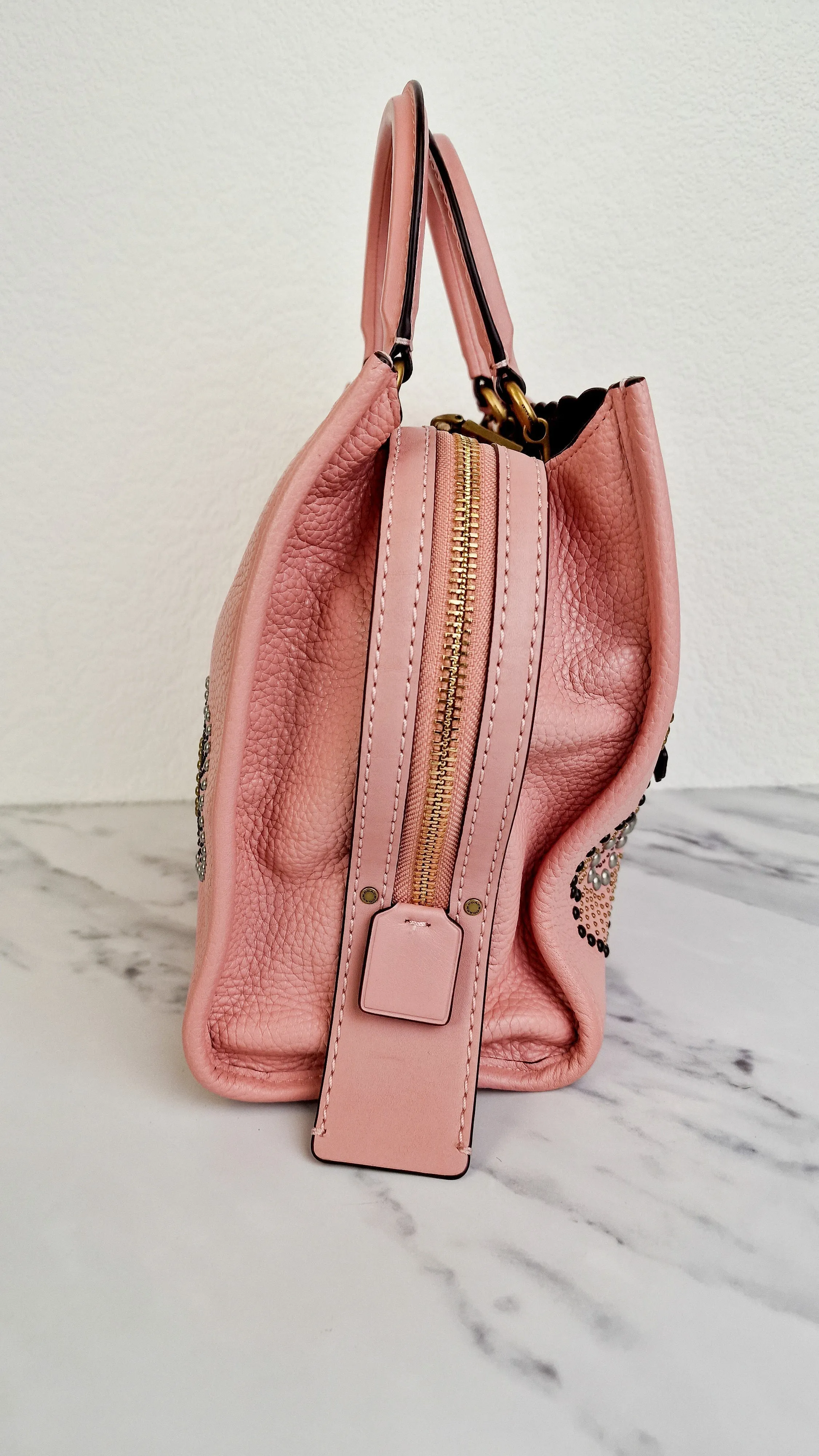 Coach 1941 Rogue 31 in Peony Pink With Snakeskin Tea Roses & Rivets - Handbag With Flowers - Coach 26890