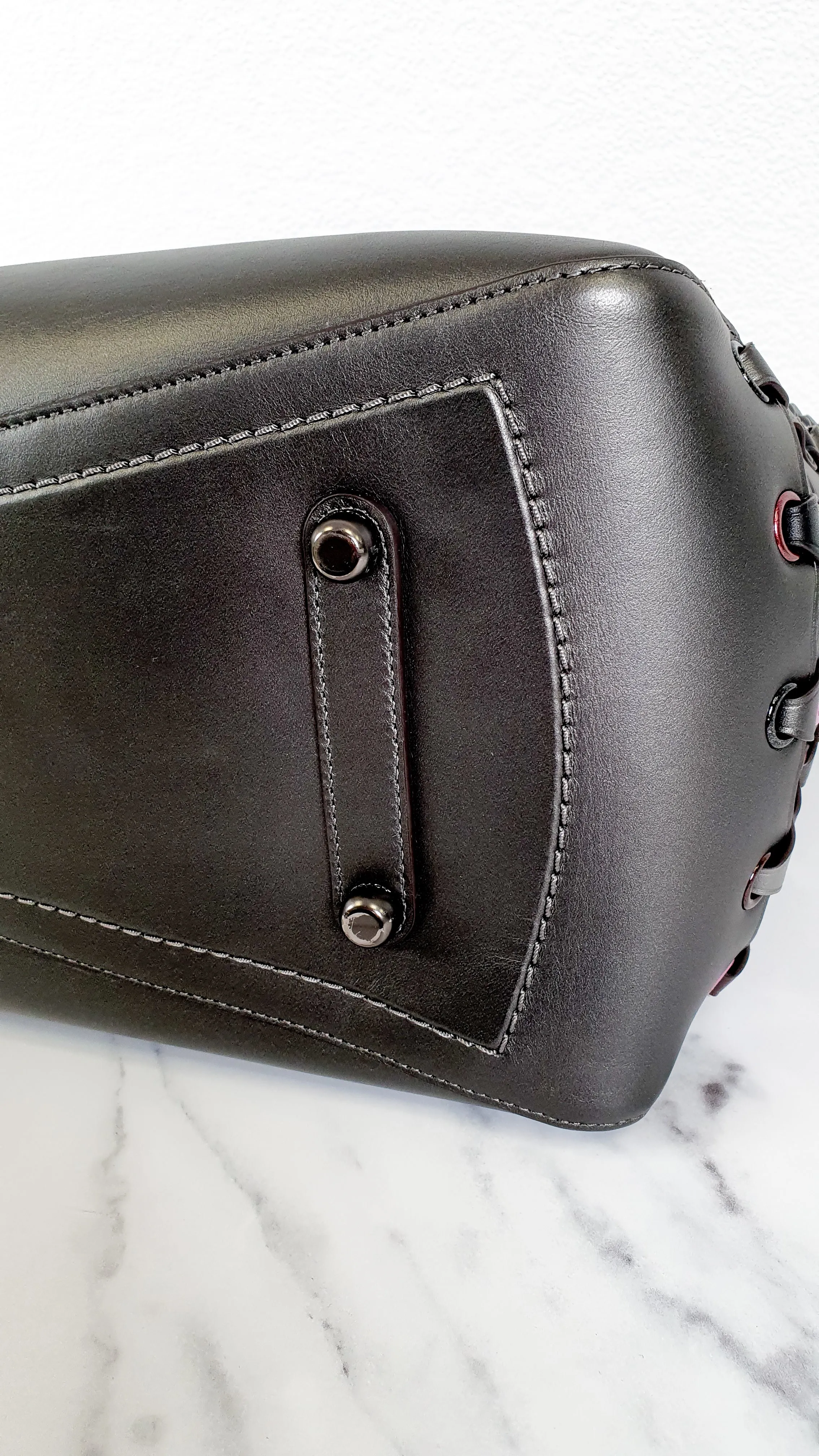 Coach 1941 Rogue Tote Bag With Links in Graphite Metallic Grey Smooth Leather Handbag Shoulder Bag - Coach 26887