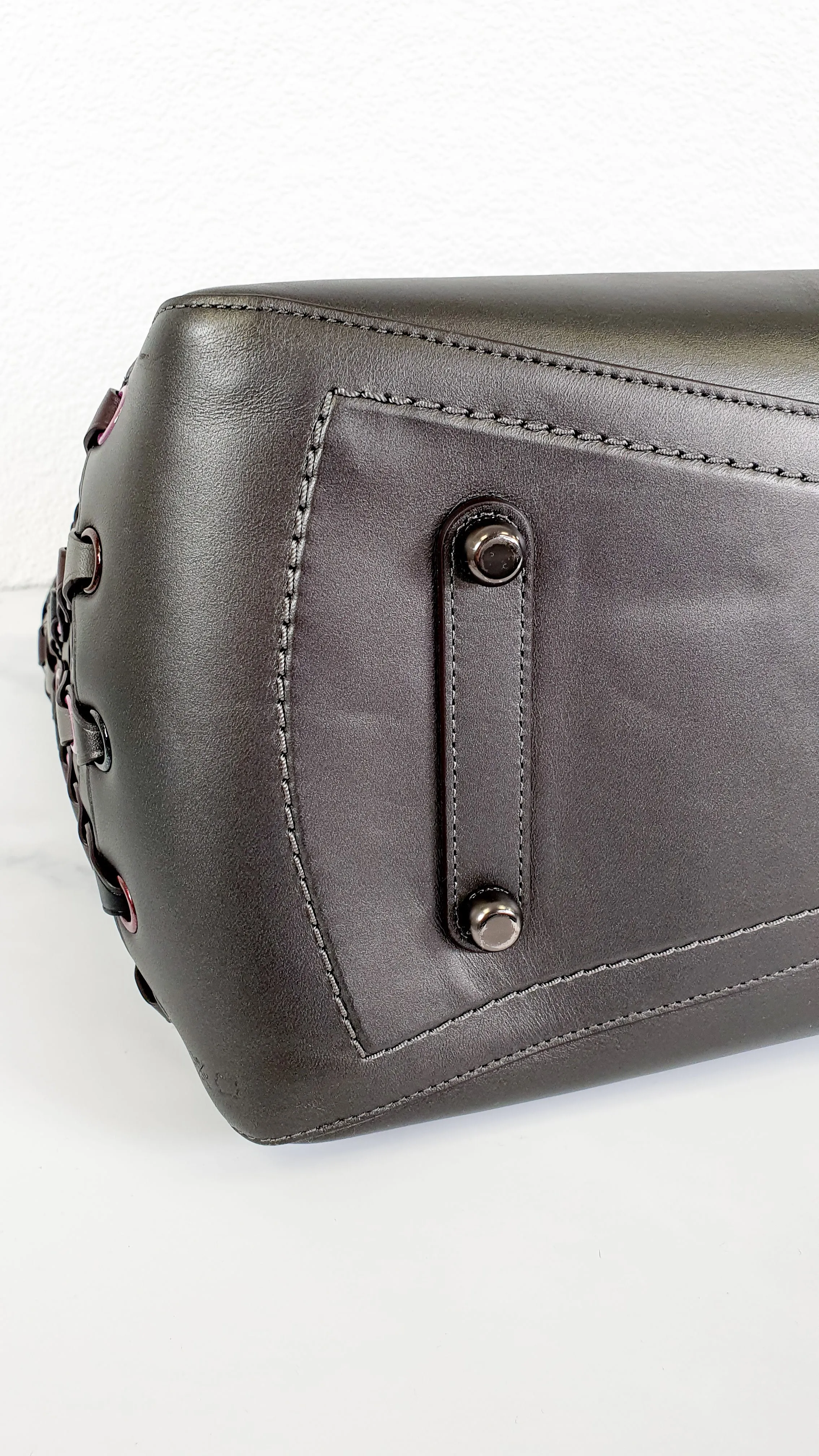 Coach 1941 Rogue Tote Bag With Links in Graphite Metallic Grey Smooth Leather Handbag Shoulder Bag - Coach 26887