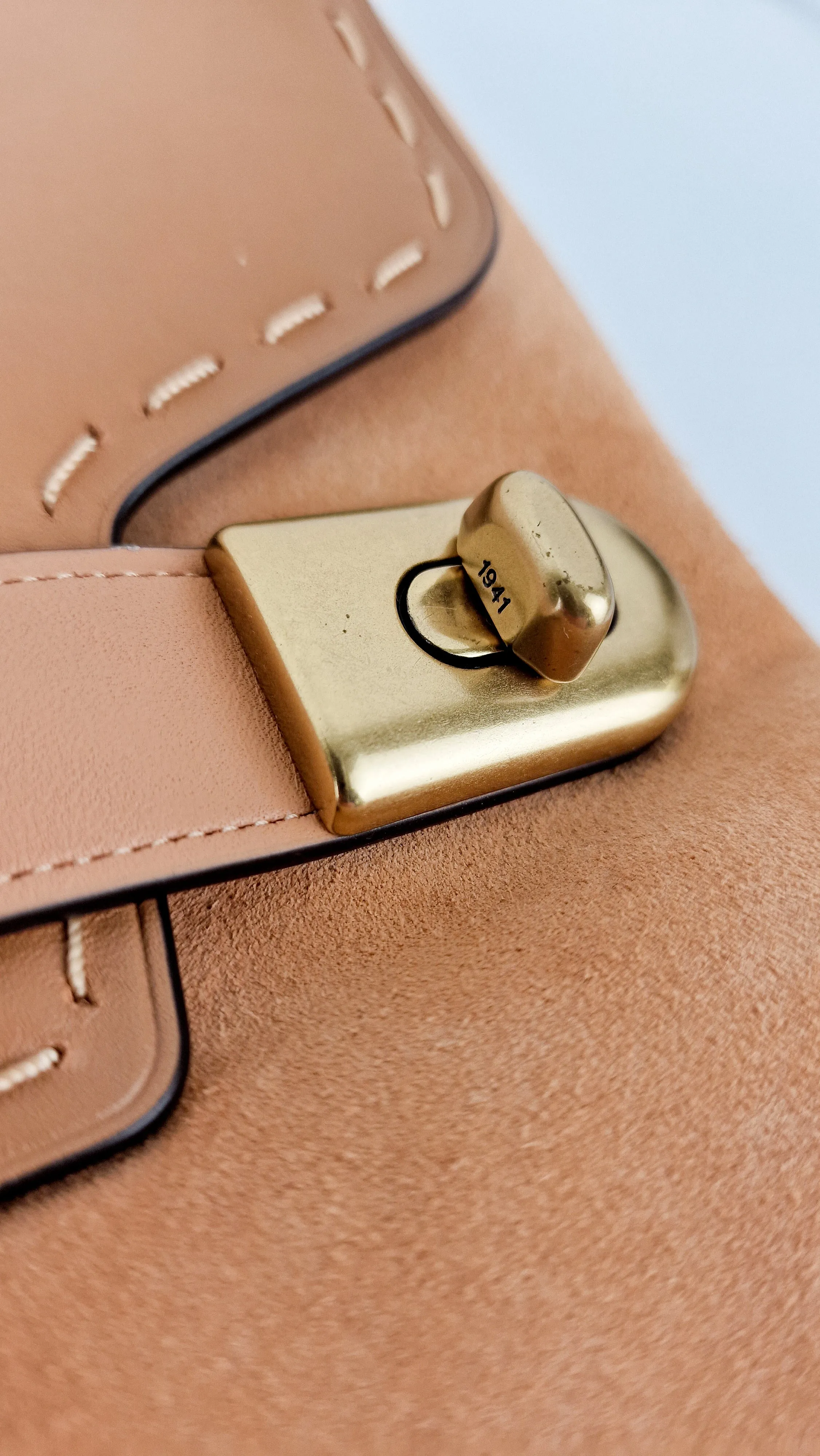 Coach 1941 Swagger Crossbody in Apricot Sand Orange Suede & Smooth Leather - Clutch Shoulder Bag- Coach 25833