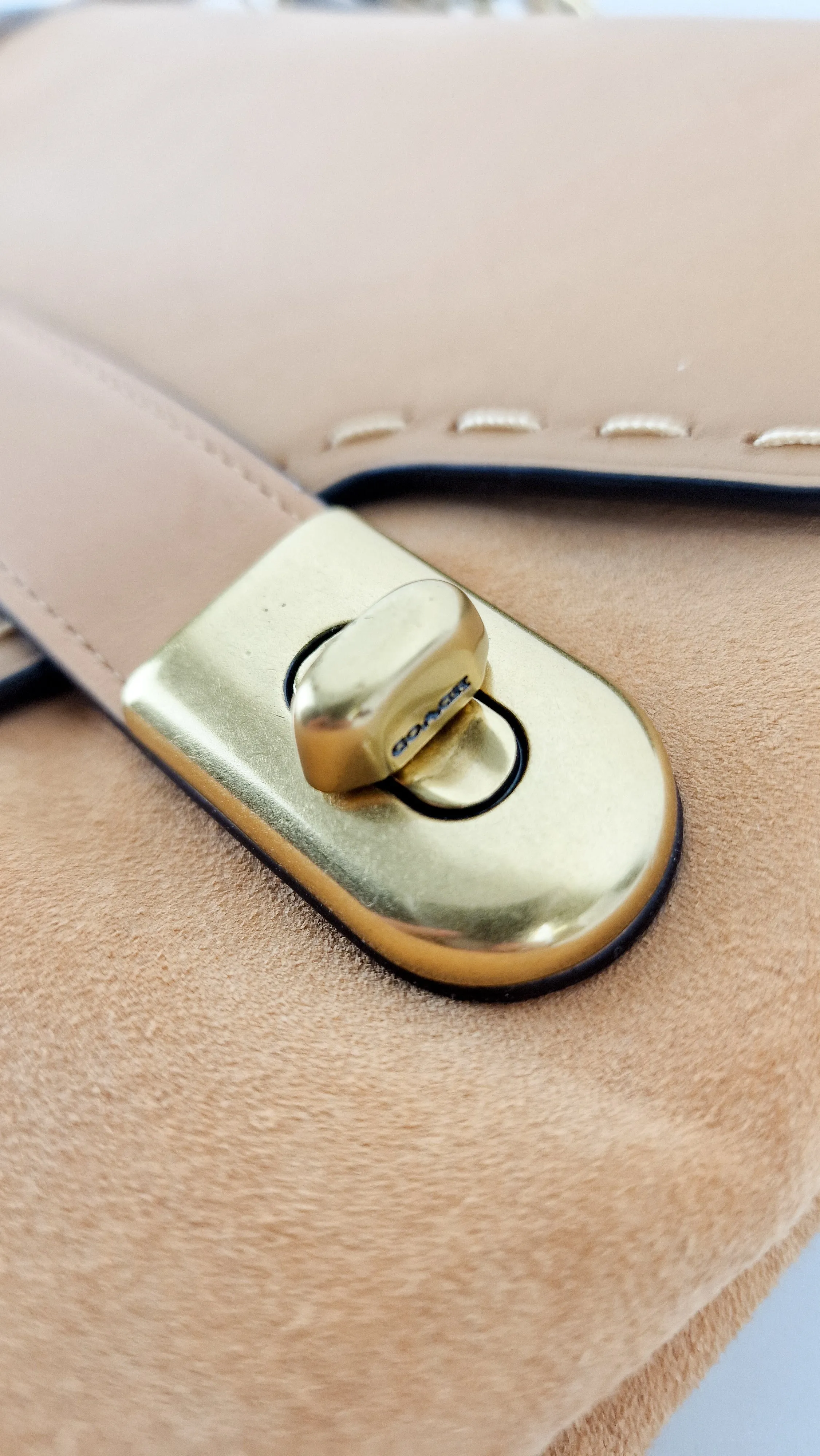 Coach 1941 Swagger Crossbody in Apricot Sand Orange Suede & Smooth Leather - Clutch Shoulder Bag- Coach 25833