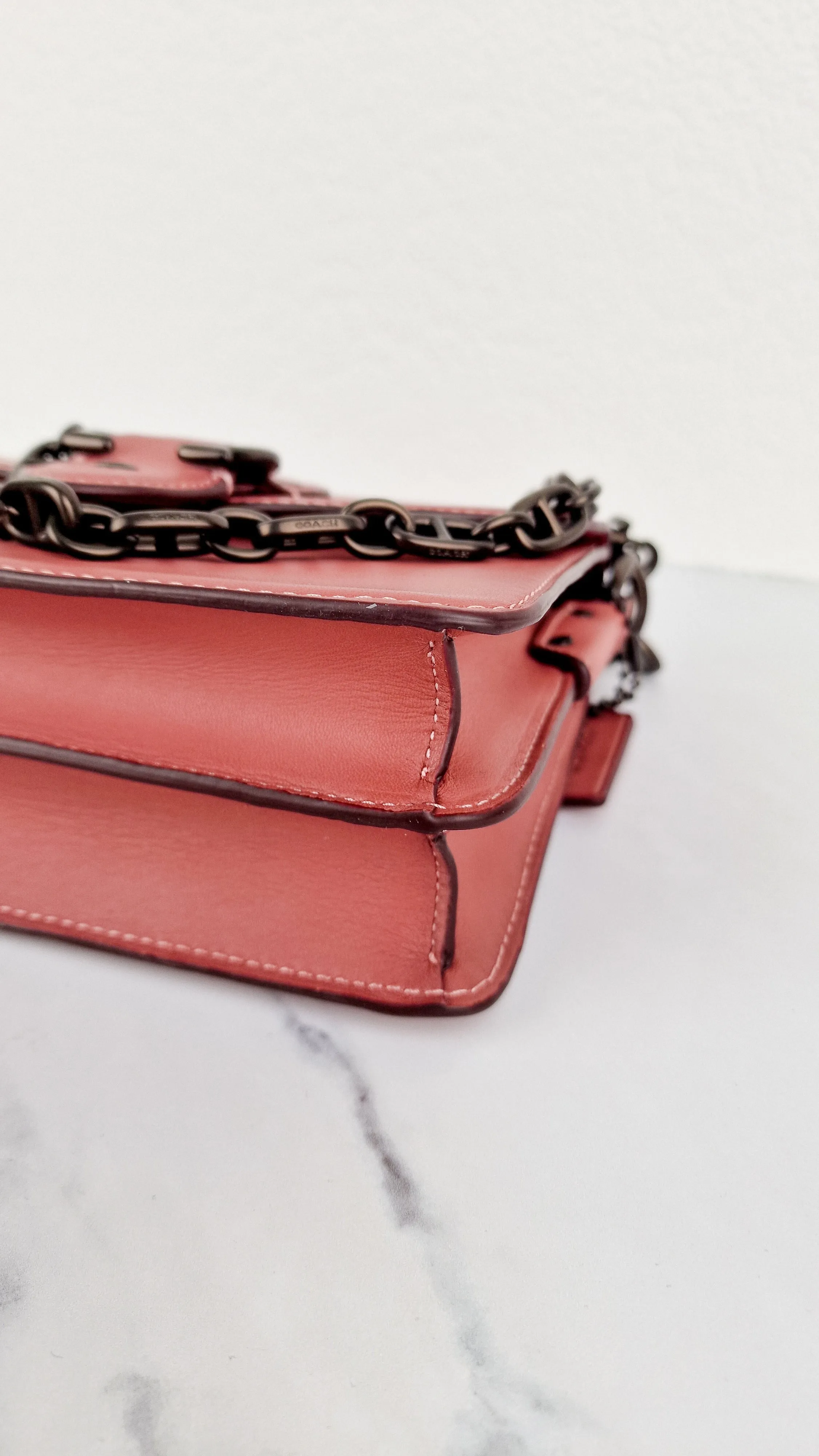 Coach Beat Shoulder Bag 18 in Vintage Pink Melon Smooth Leather Flap Bag Handbag - Coach C0753