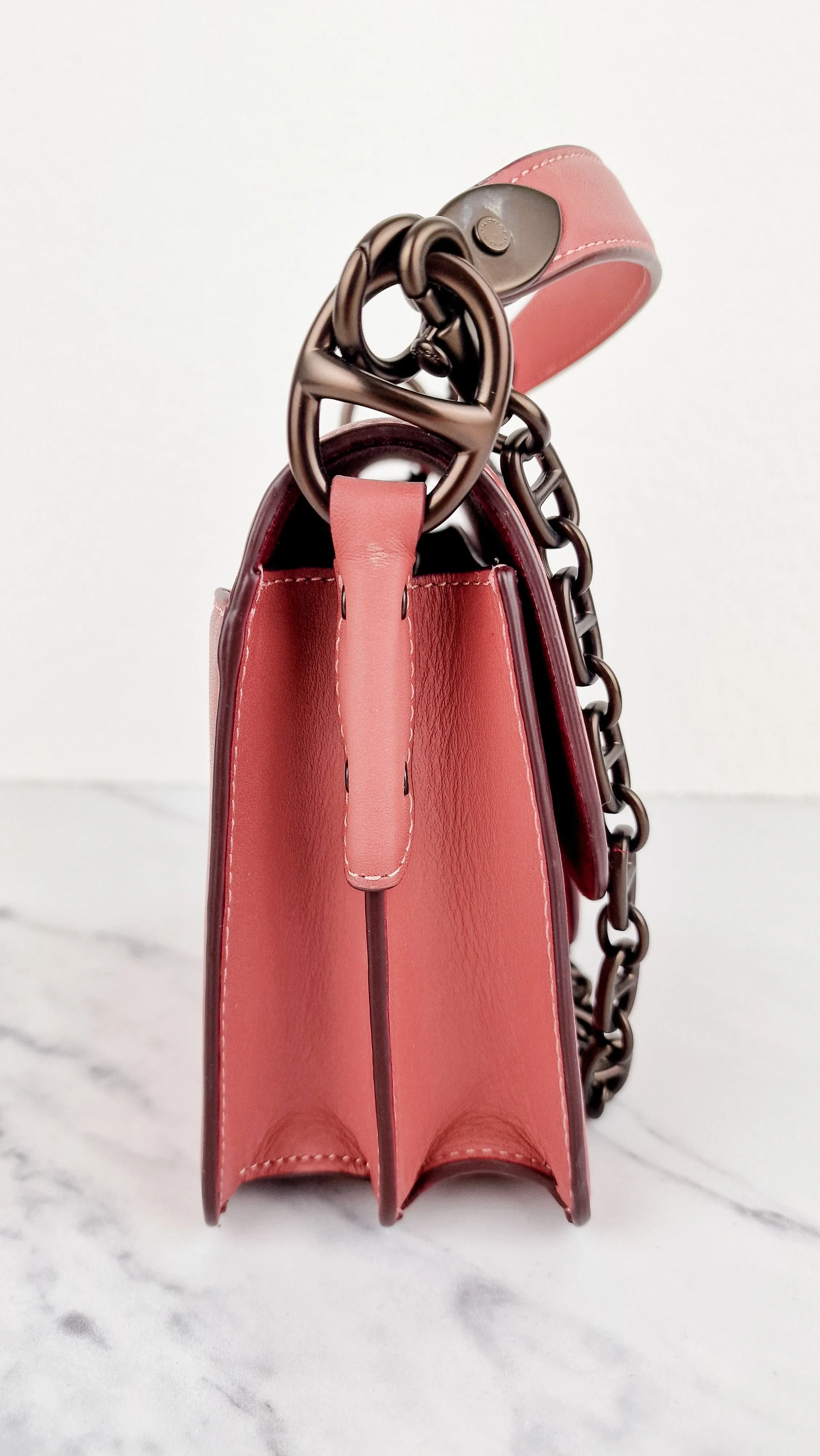 Coach Beat Shoulder Bag 18 in Vintage Pink Melon Smooth Leather Flap Bag Handbag - Coach C0753