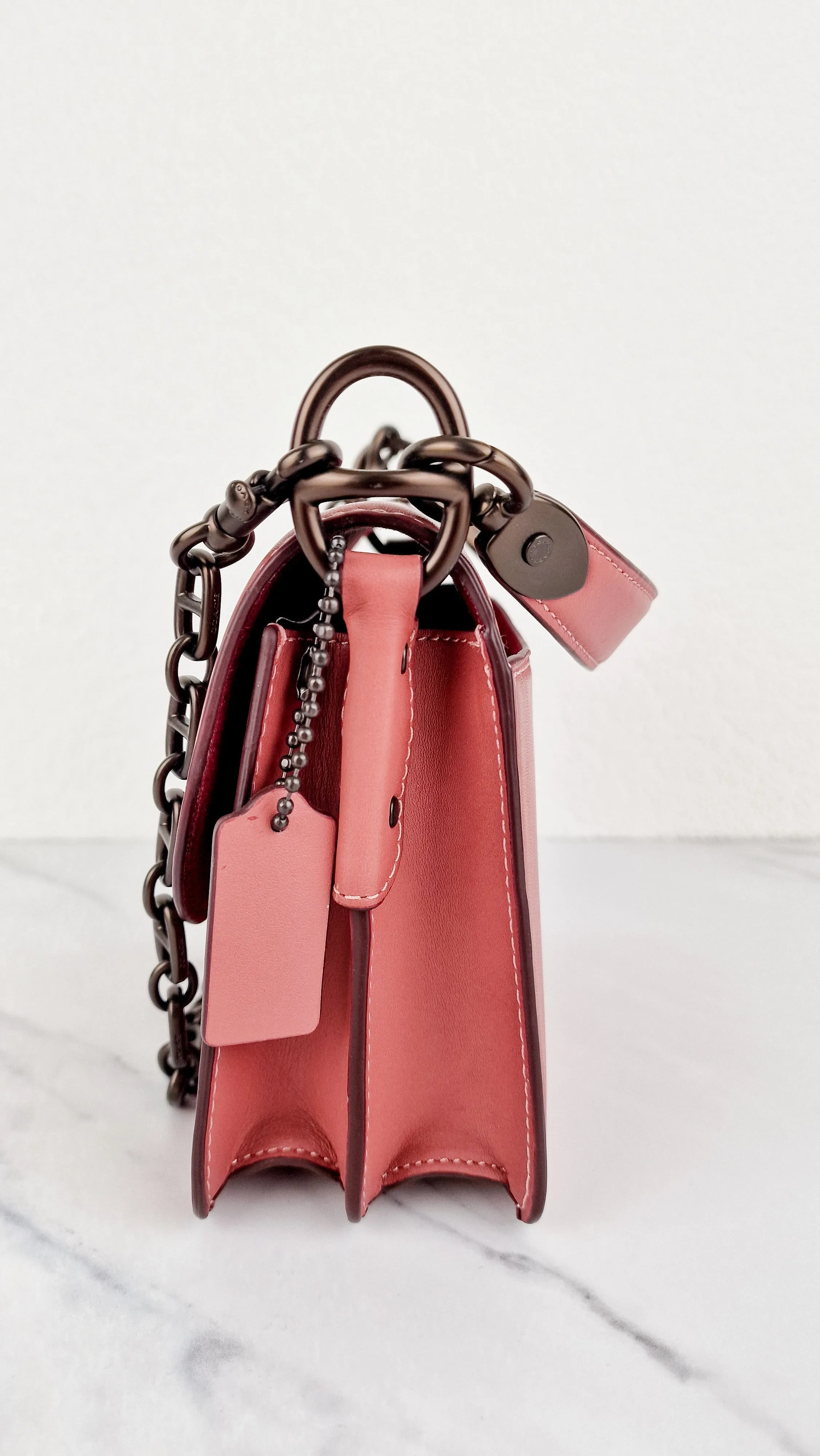 Coach Beat Shoulder Bag 18 in Vintage Pink Melon Smooth Leather Flap Bag Handbag - Coach C0753