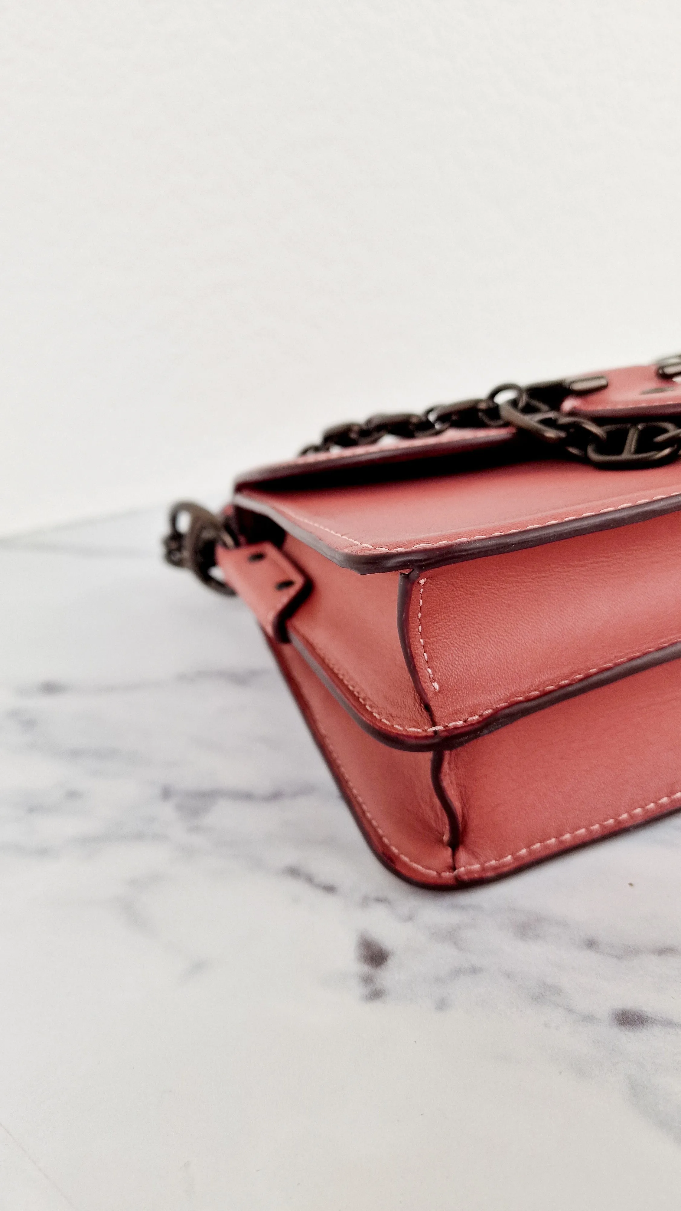 Coach Beat Shoulder Bag 18 in Vintage Pink Melon Smooth Leather Flap Bag Handbag - Coach C0753