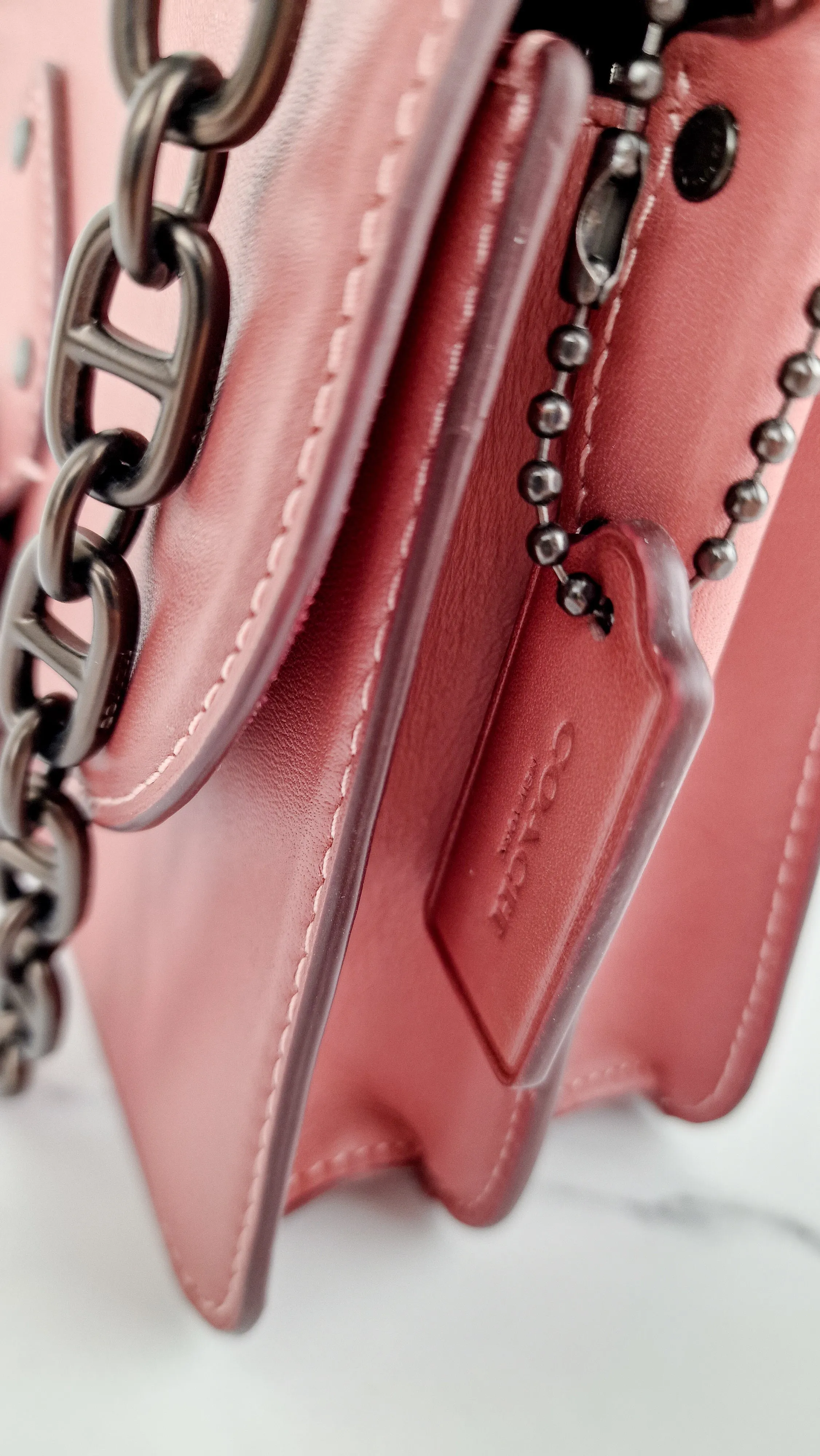 Coach Beat Shoulder Bag 18 in Vintage Pink Melon Smooth Leather Flap Bag Handbag - Coach C0753