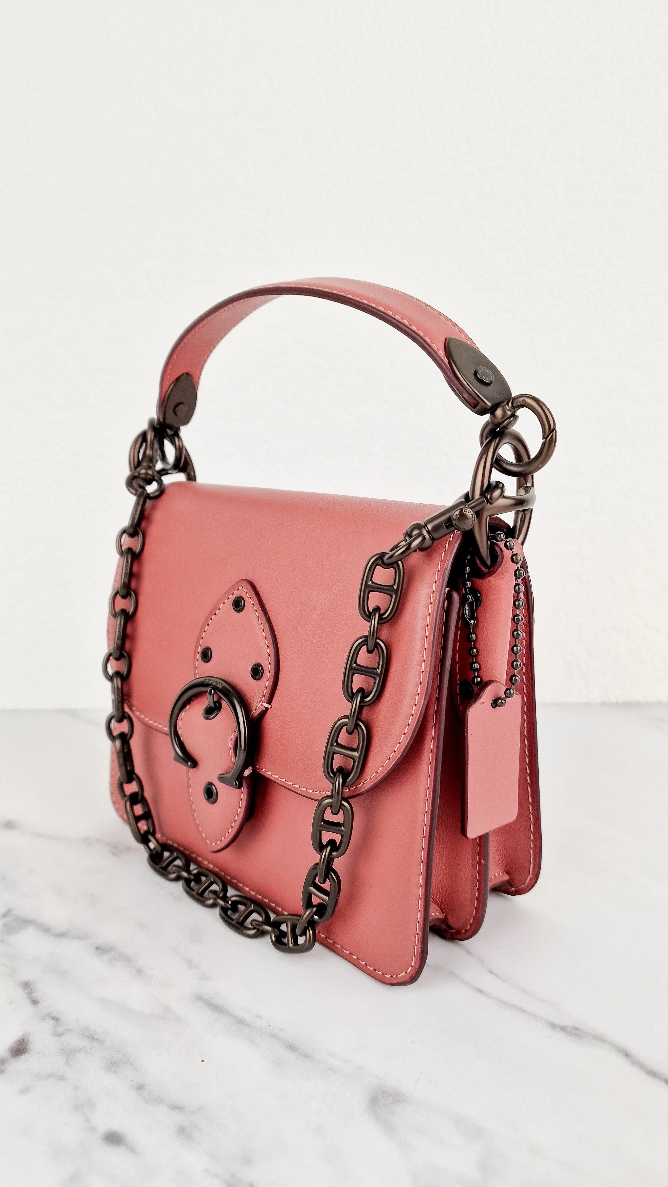 Coach Beat Shoulder Bag 18 in Vintage Pink Melon Smooth Leather Flap Bag Handbag - Coach C0753