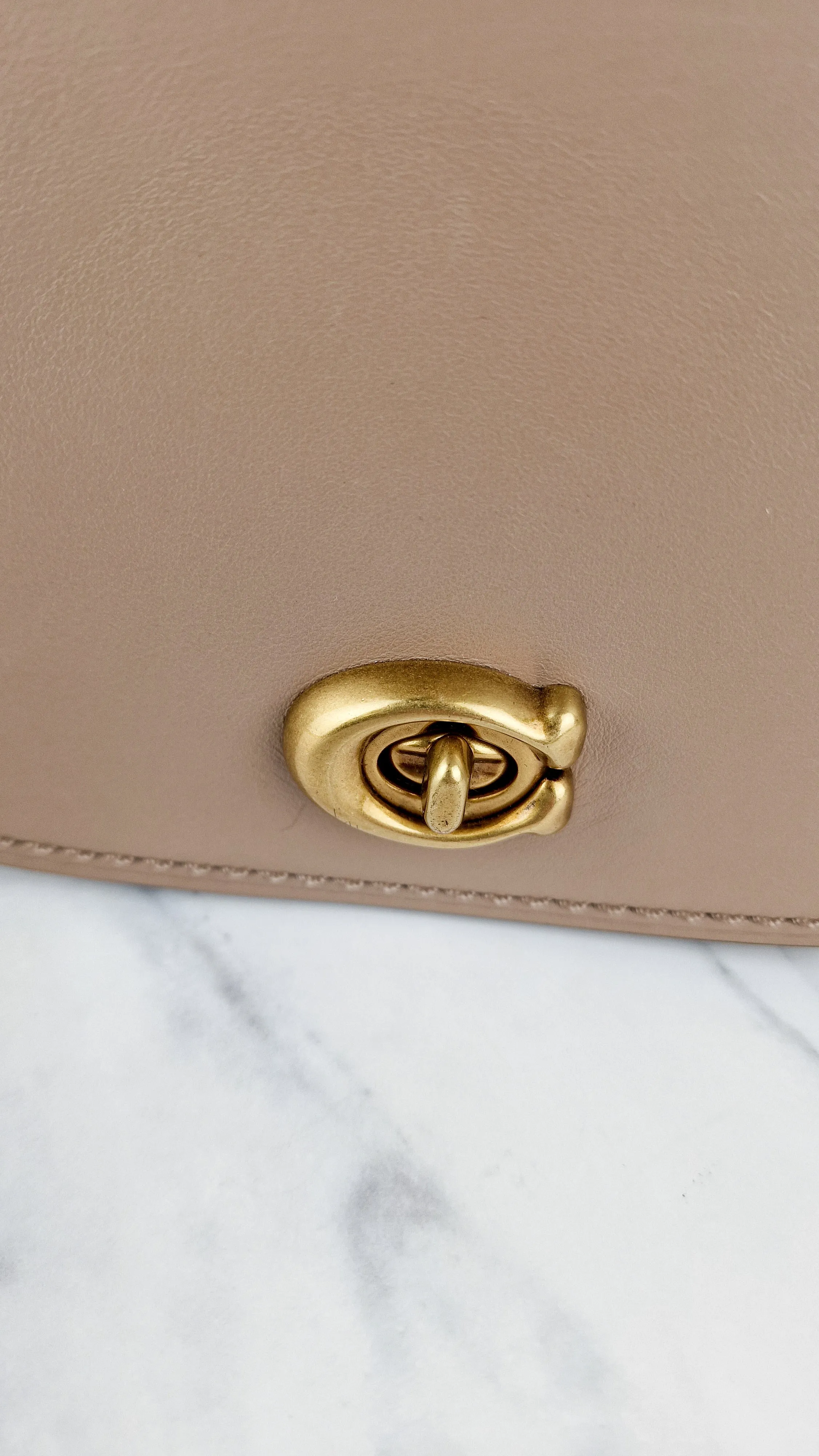 Coach Parker Saddle Bag Double Sided Tea Rose Turnlock C Turnlock Black & Taupe Crossbody Bag - Coach 67114