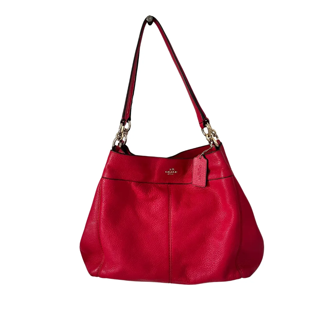 Coach Red Pebbled Leather Triple Compartment Shoulder Bag | Pre Loved |