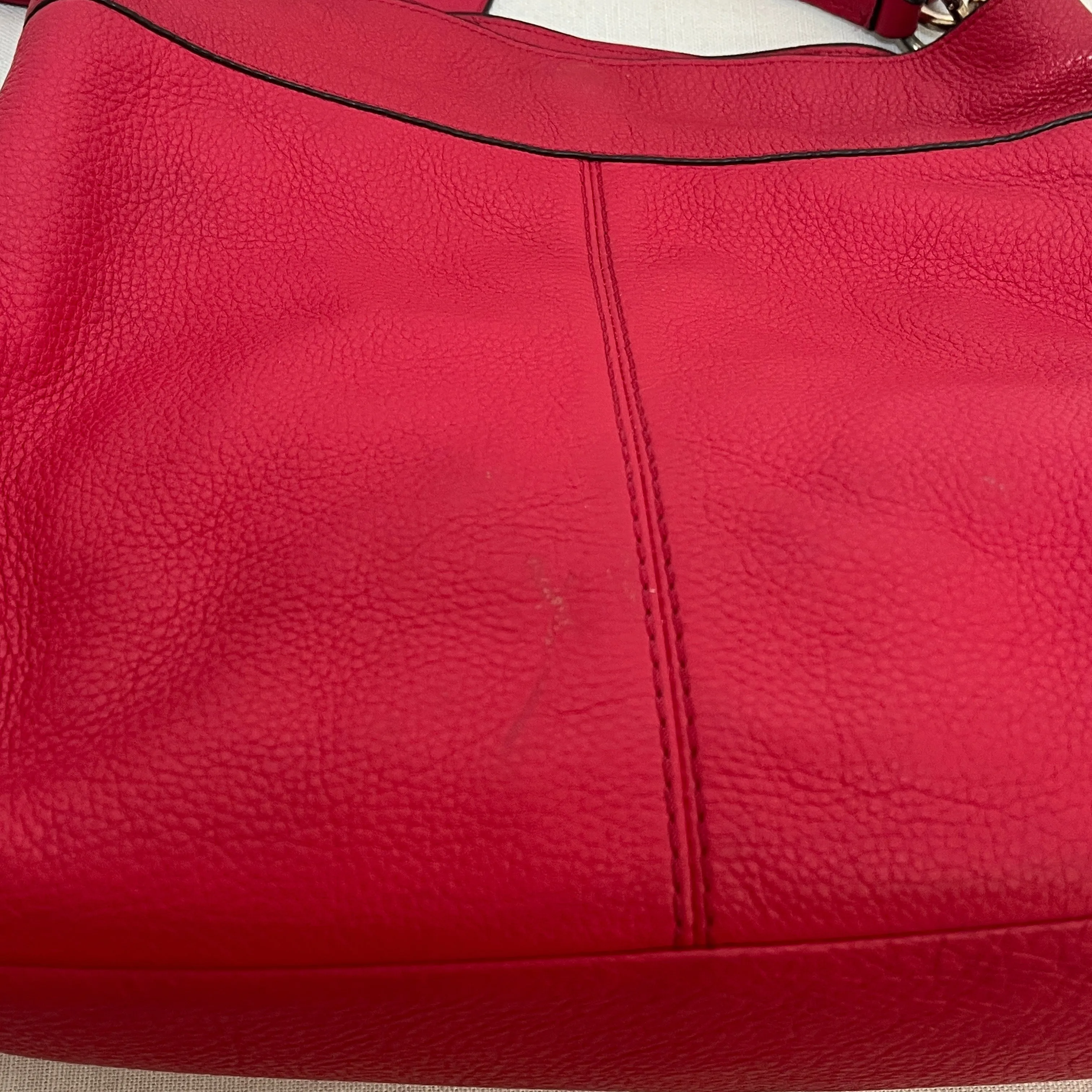 Coach Red Pebbled Leather Triple Compartment Shoulder Bag | Pre Loved |
