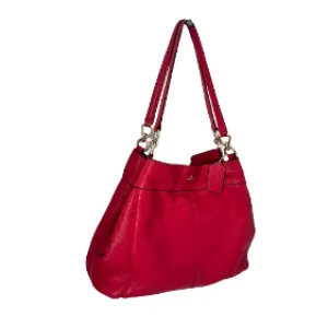 Coach Red Pebbled Leather Triple Compartment Shoulder Bag | Pre Loved |
