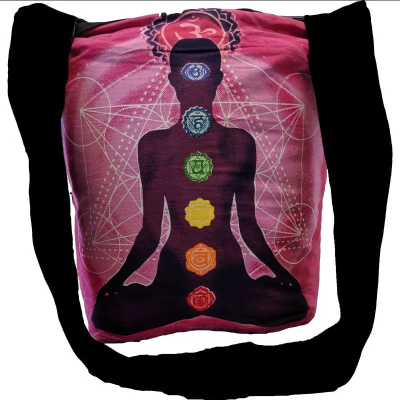 Cotton Canvas Lined Seven Chakra Meditation Hobo Bag