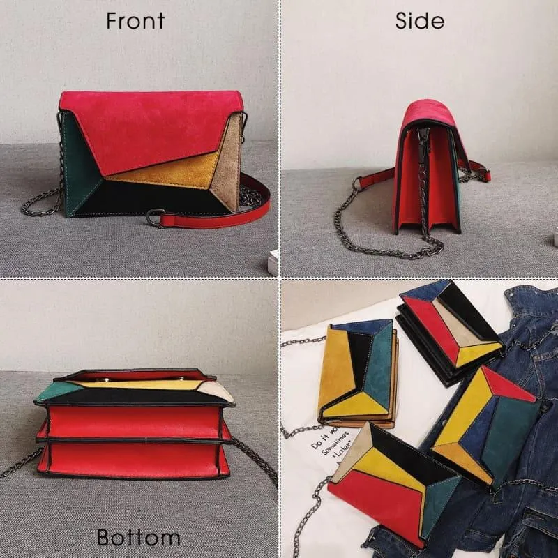 Criss-Cross Ladies Leather Patchwork Women Messenger Shoulder Bag