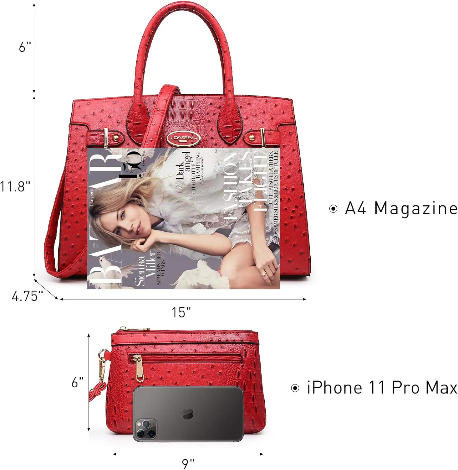 Dasein Women Handbags and Purses Ladies Shoulder Bag Top Handle Satchel Tote Work Bag with Matching Clutch