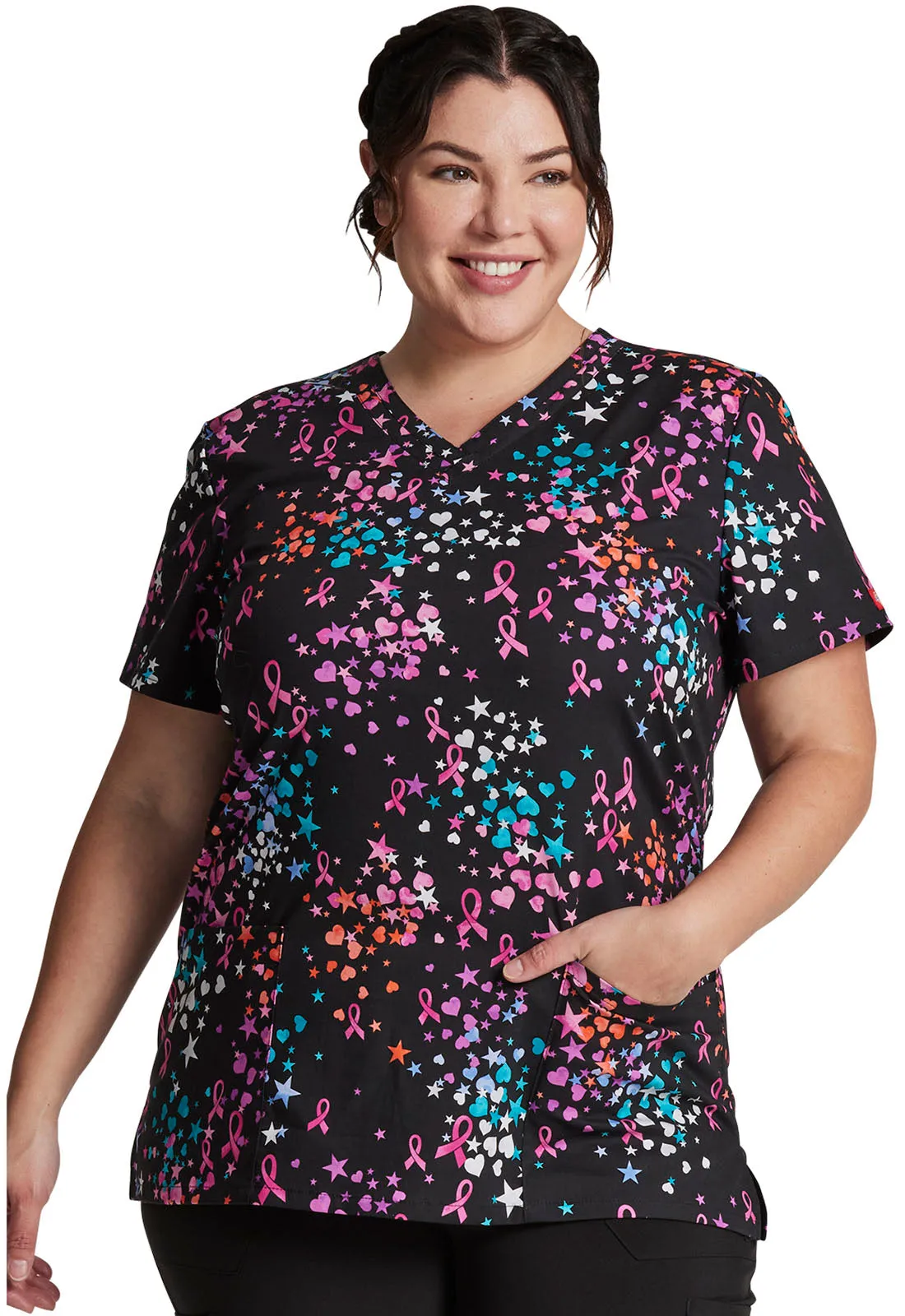 EDS Signature - Women's Caring Space Print Scrub Top