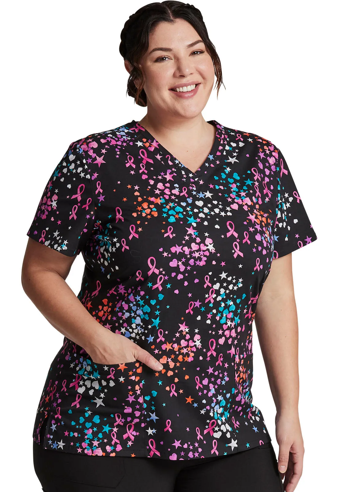 EDS Signature - Women's Caring Space Print Scrub Top