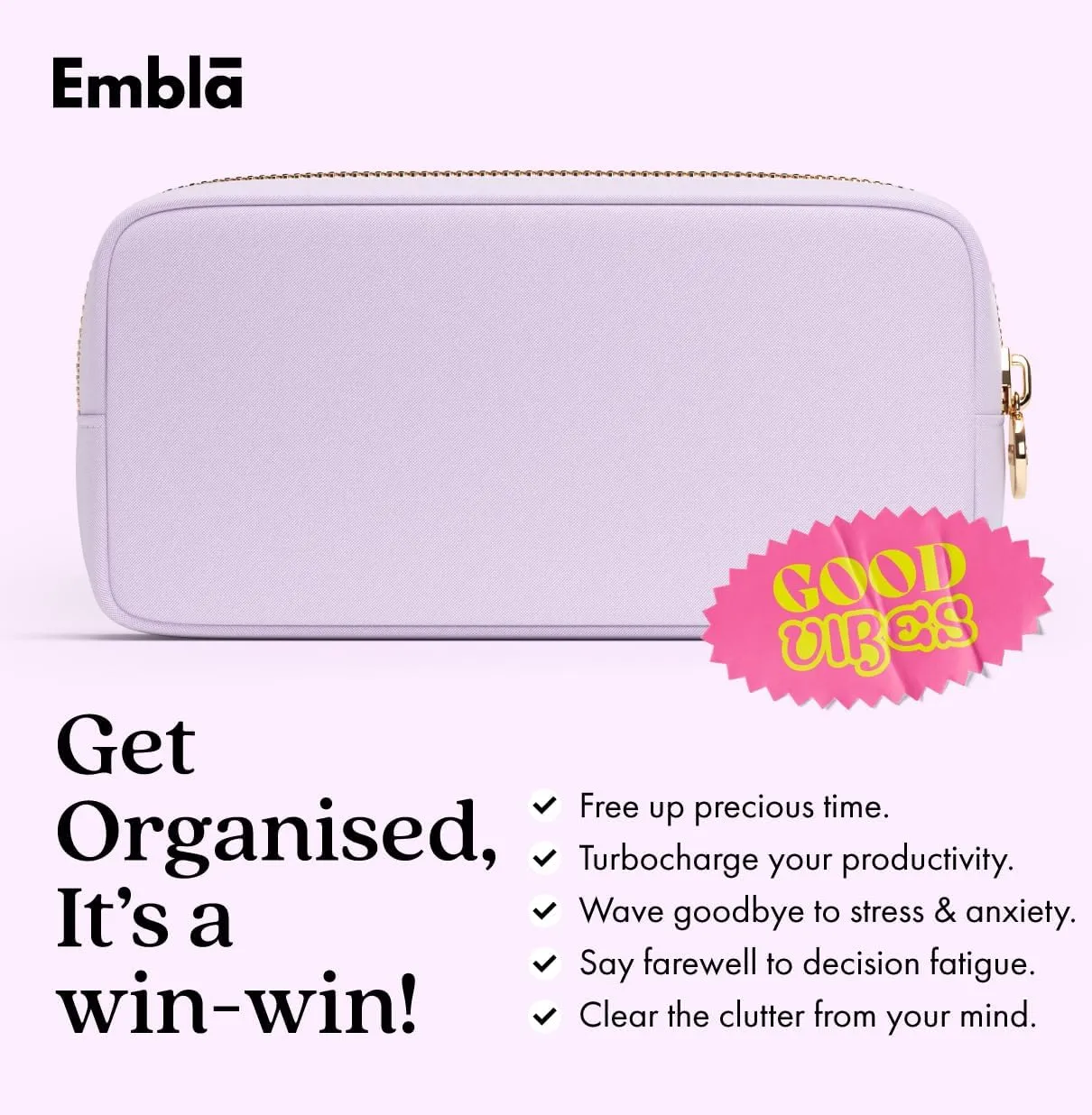 Embla Makeup Bag Travel Cosmetics Pouch and Toiletry Bag, Nylon Zipper Pouch Purse, Cute Make Up Organizer Storage Tote for Women Girls, Waterproof Travel Skincare Case, Small Makeup Bags,Orchid