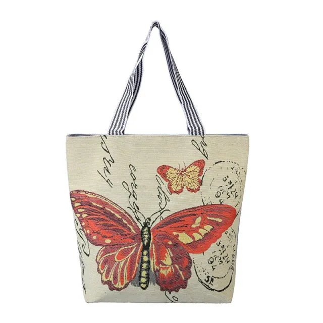 Ethnic Cartoon Canvas Tote Handbag