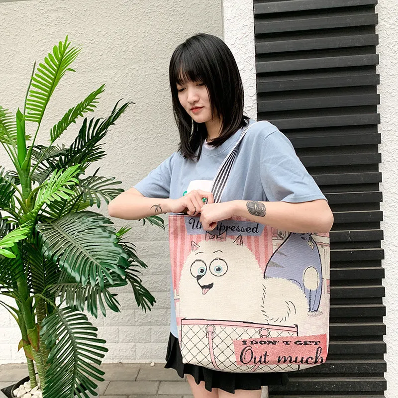 Ethnic Cartoon Canvas Tote Handbag
