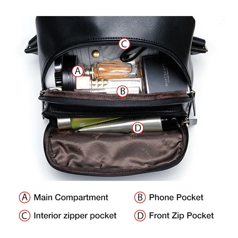 FOXER Brand Women Patchwork Large Capacity Backpack Shoulder Bag