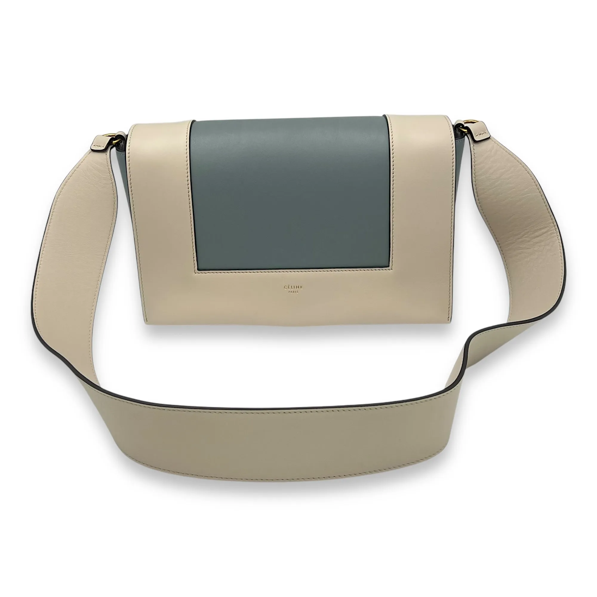 Frame Crossbody Bag Beige in Calfskin, Gold hardware