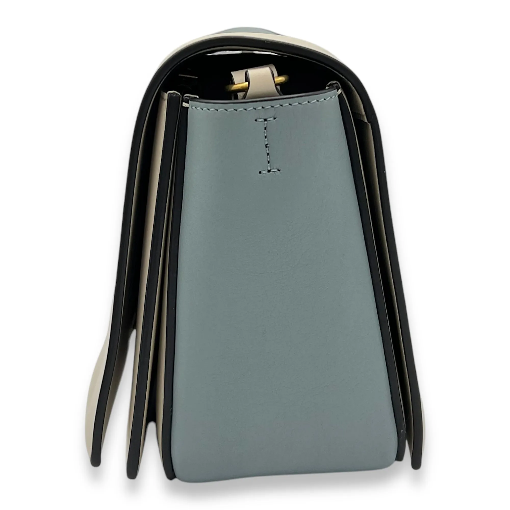 Frame Crossbody Bag Beige in Calfskin, Gold hardware