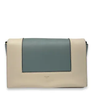 Frame Crossbody Bag Beige in Calfskin, Gold hardware