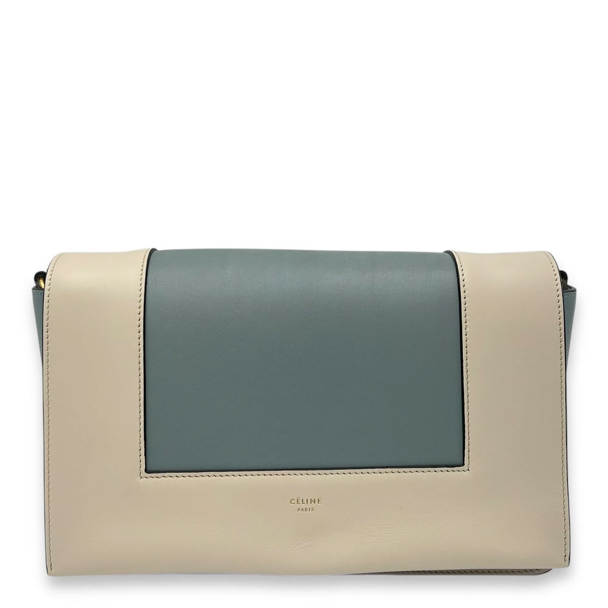 Frame Crossbody Bag Beige in Calfskin, Gold hardware