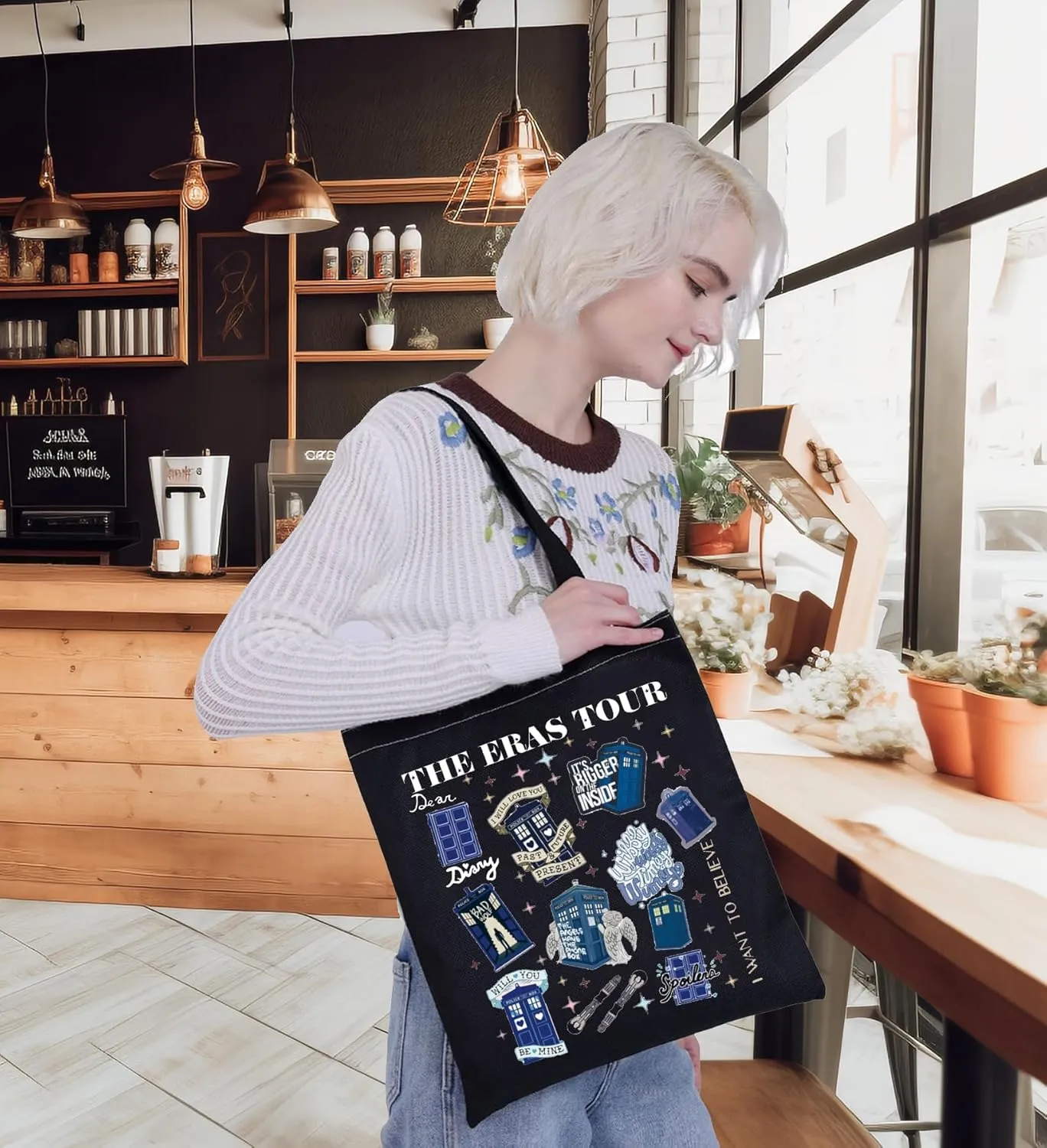 G2TUP Police Box Tote Bag Rose Tyler & Rory Williams Movie Fans Gift Police Box Tour Shoulder Bag Policeman Box Merchandise